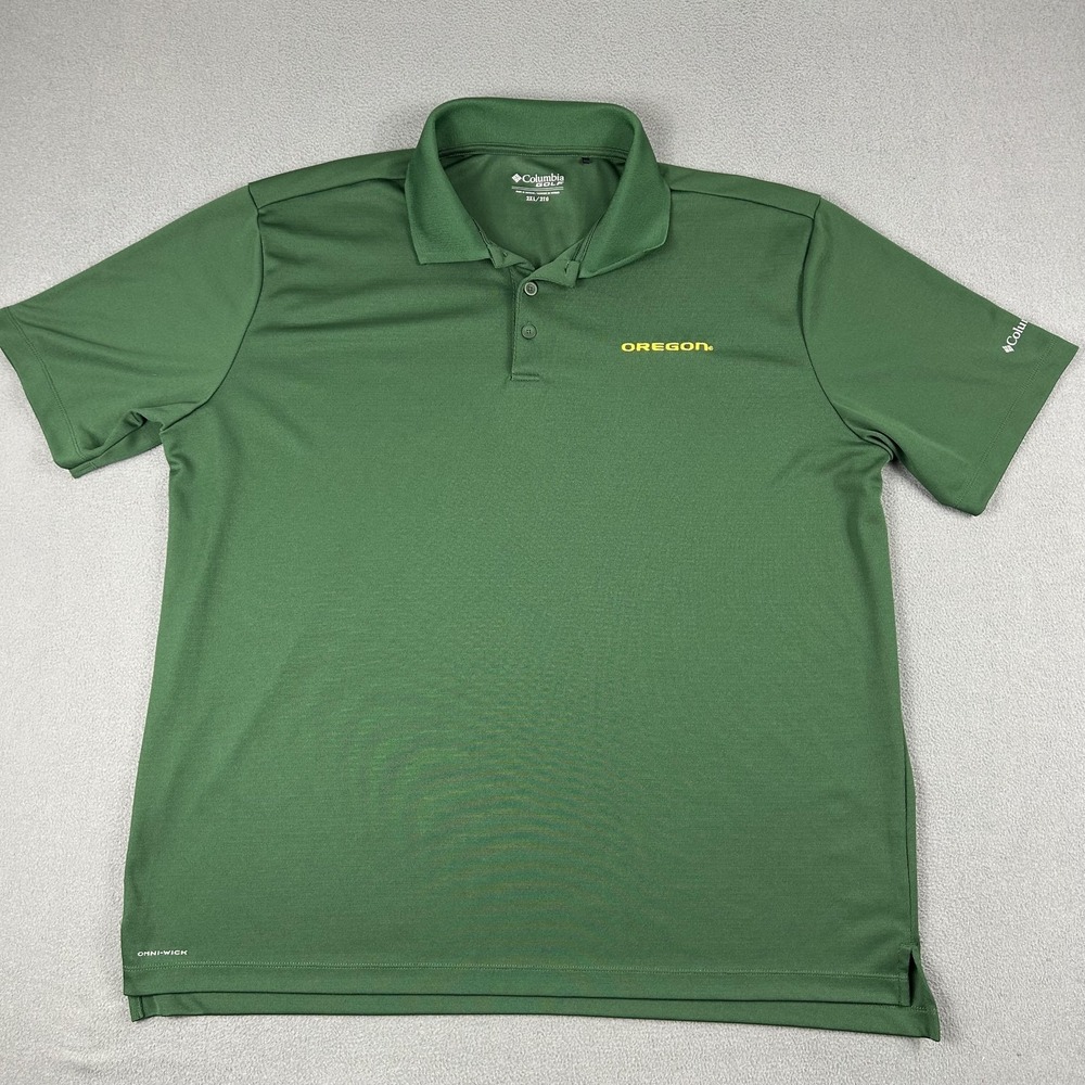 Columbia Golf‎ Polo Shirt Mens 2XL Green Omni-Wick Oregon Short Sleeve Athletic